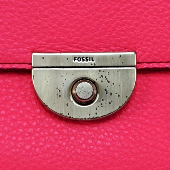 Fossil Margot Crossbody Coral Leather Bag With Adjustable Strap & Gold Hardware - Picture 2 of 10